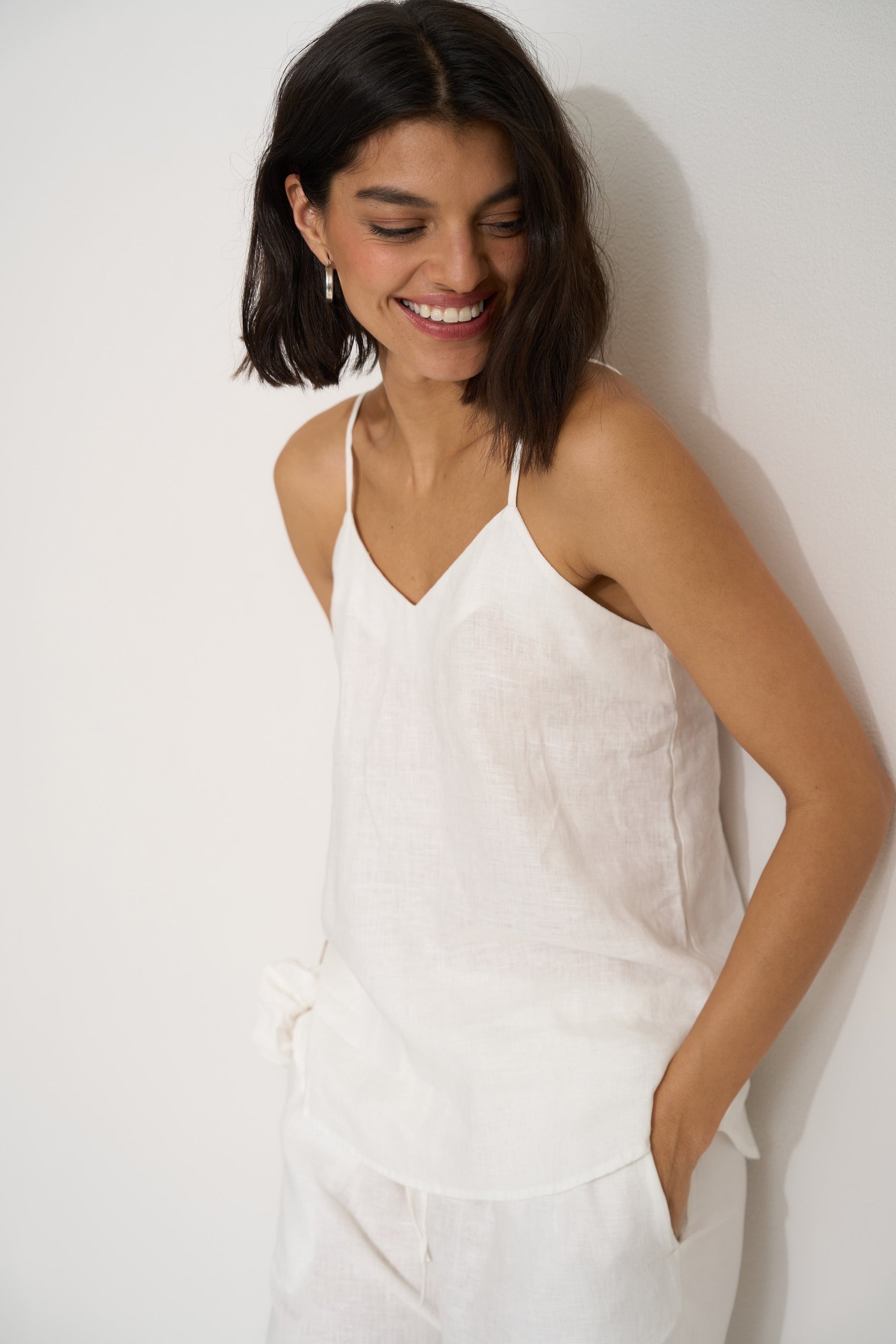 Be Idle - The Linen Cami - White -