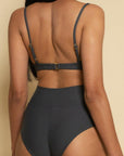Montce - Charcoal Added Coverage High Rise Bikini Bottom -