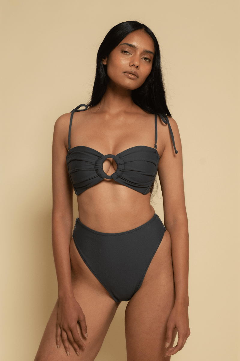 Montce - Charcoal Tori Ties Bandeau Bikini Top -