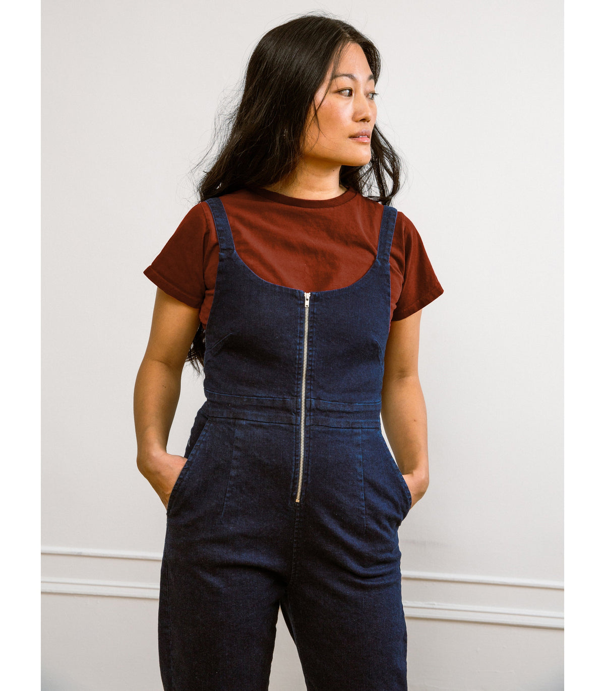 Loup - Claudia Zip Front Cropped Jumpsuit - Dark Indigo -