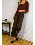 Loup - Toni Wide Ankle Pants - Brown -