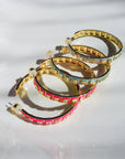 Luv Aj - XL Pyramid Stud Hoops - Hot Pink/Gold -