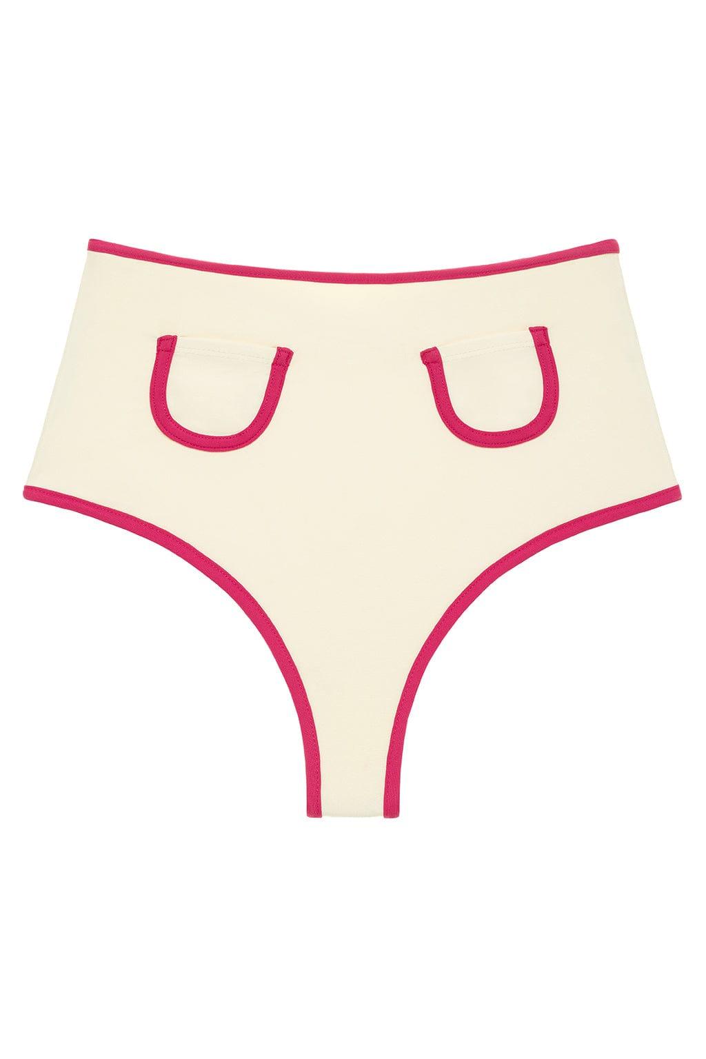 Montce - Cream Raspberry Binded Polly Bikini Bottom -