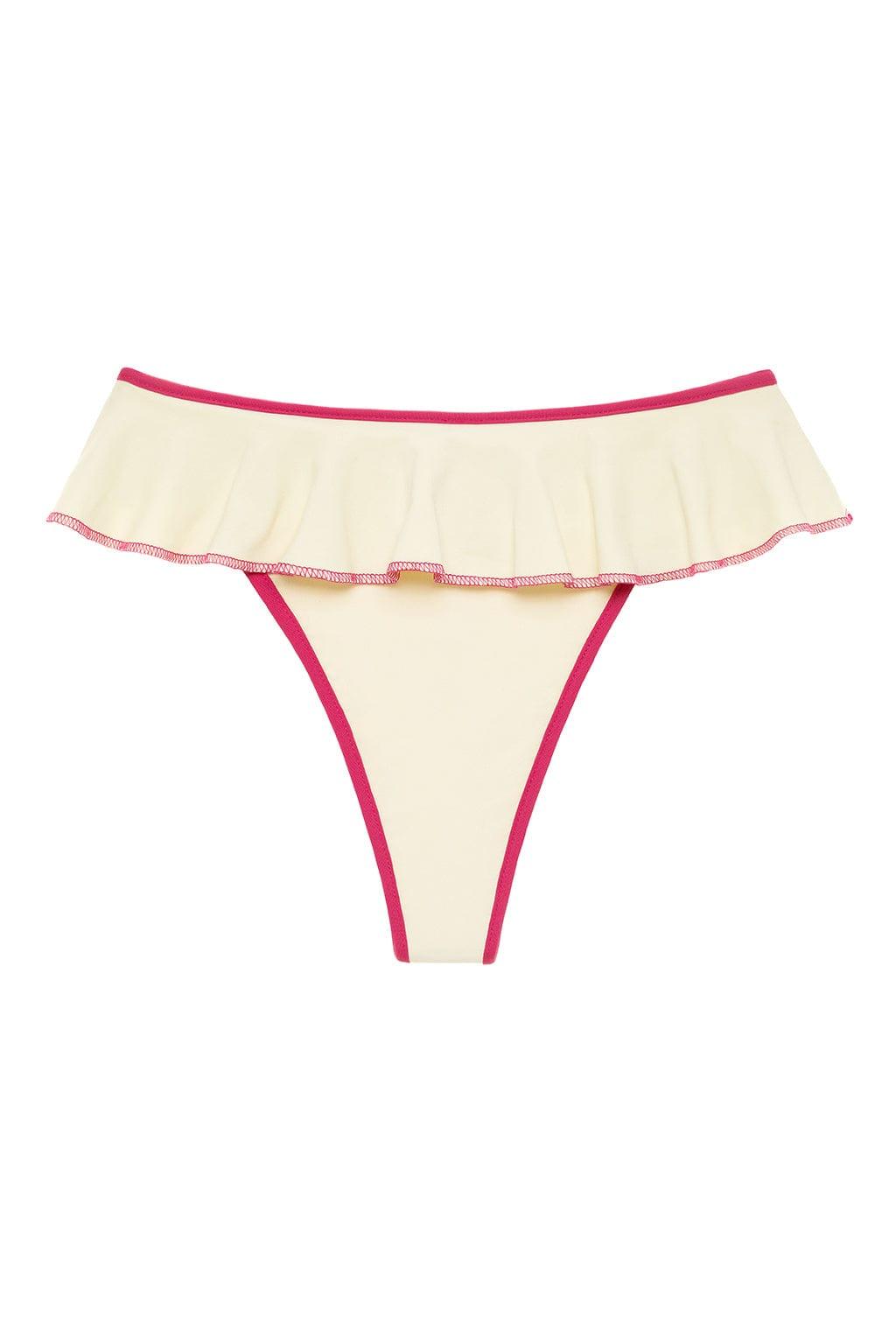 Montce - Cream Raspberry Binded Tamarindo Ruffle Bikini Bottom -