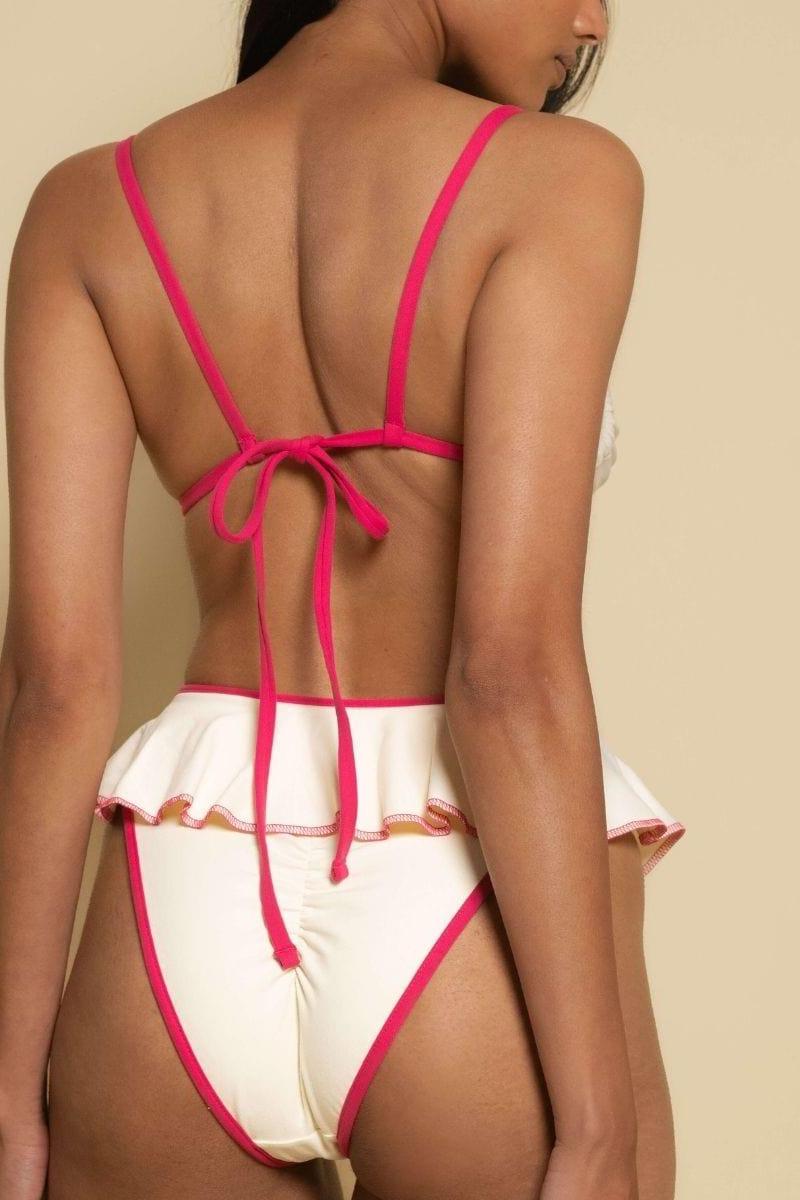 Montce - Cream Raspberry Binded Devin Rosa Bikini Top -