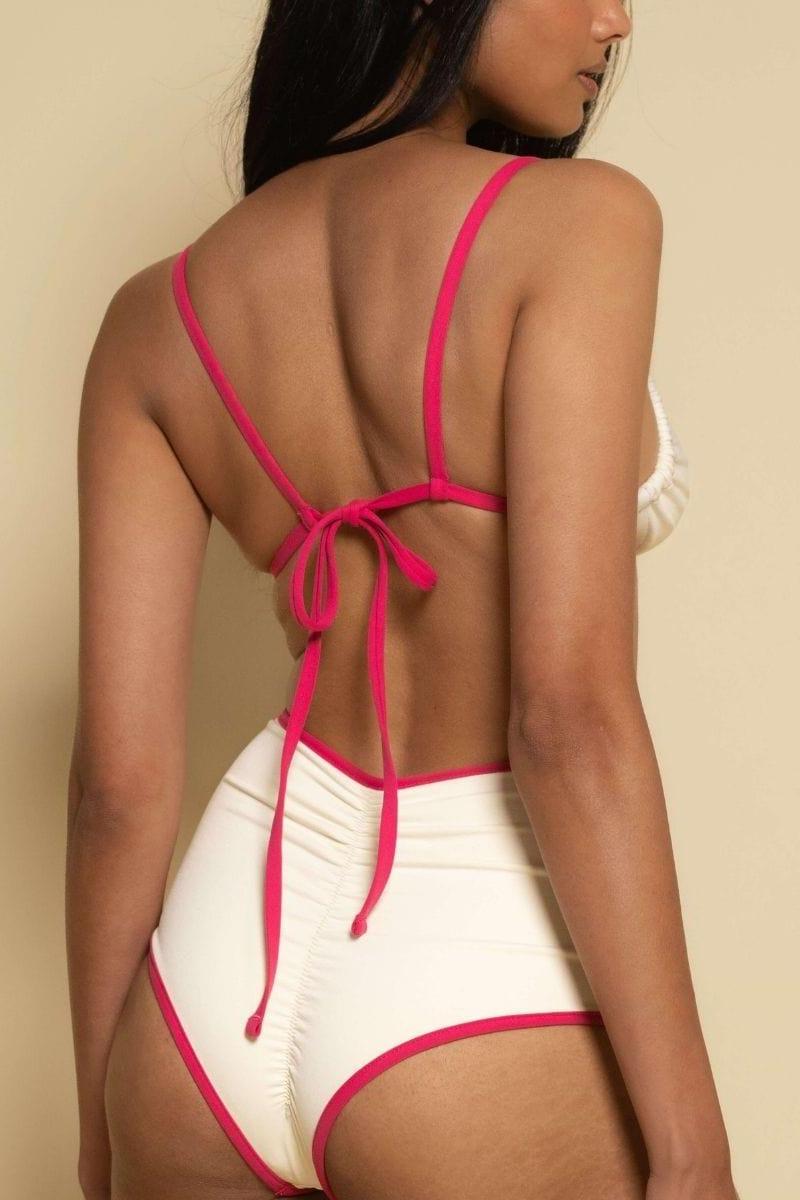 Montce - Cream Raspberry Binded Polly Bikini Bottom -
