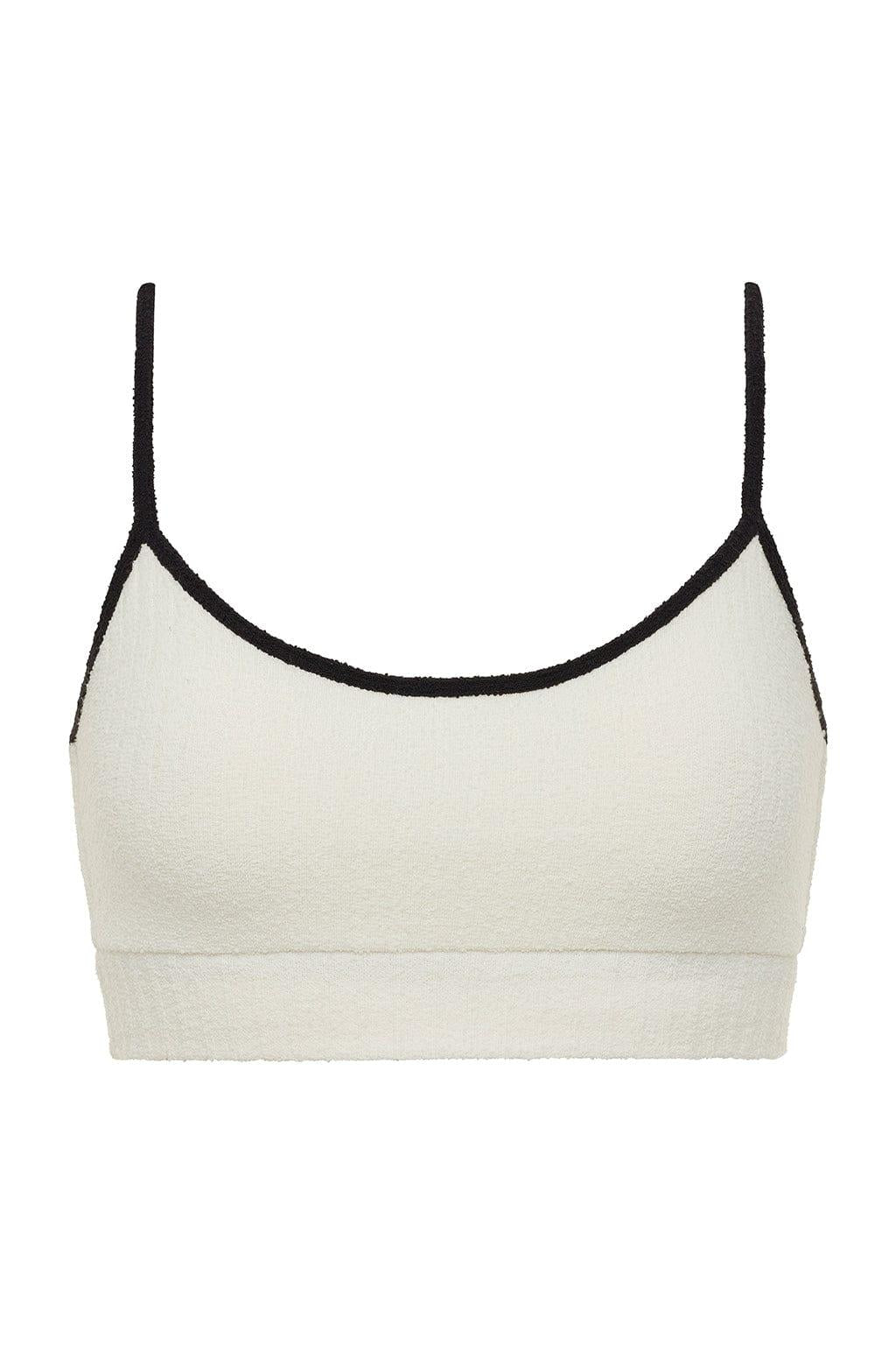 Montce - Cream (Black Binded) Terry Rib Simple Sport Top -