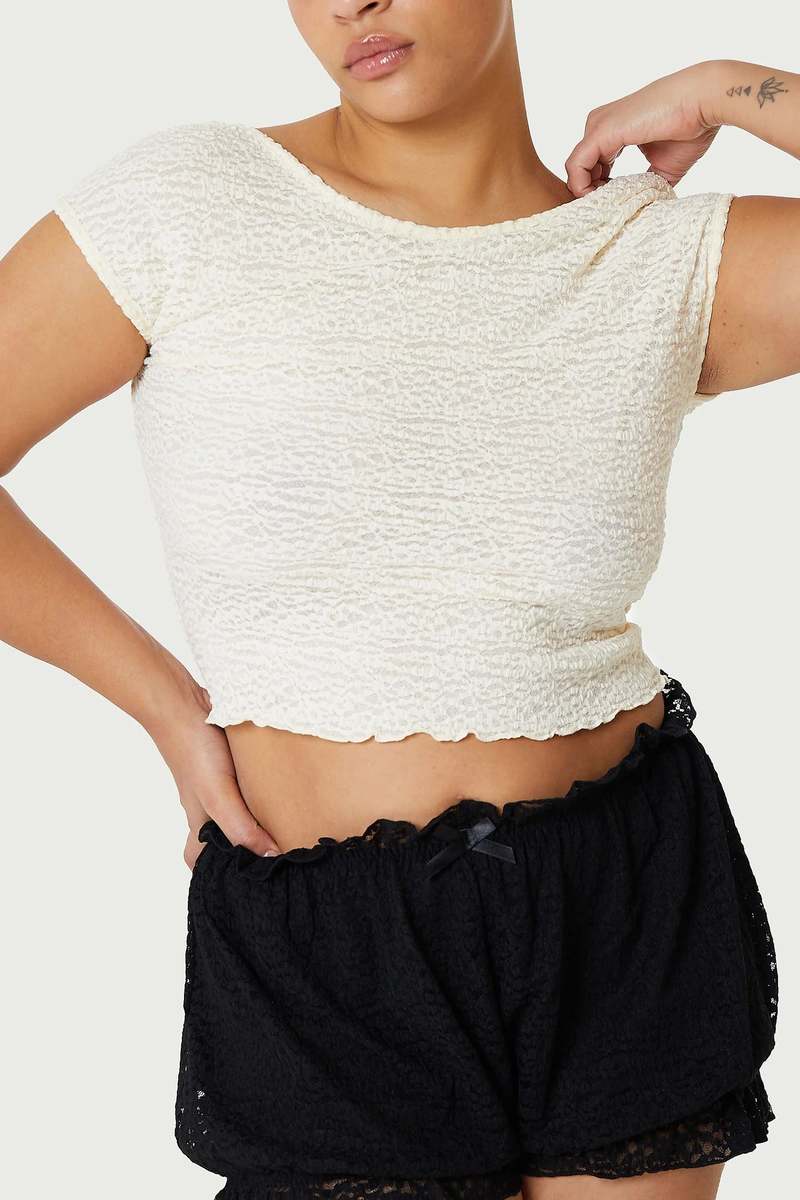 Find Me Now - Crepe Mesh Backless Tee -