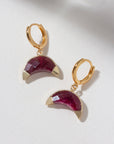 Luna Norte - Crescent Horn Huggie Hoop Earring - Ruby