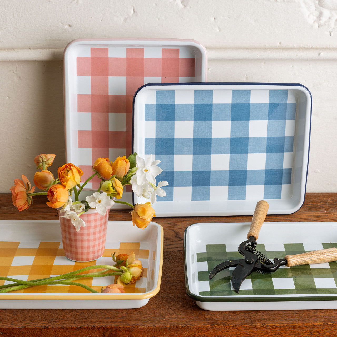 Crow Canyon Home - Max Humphrey x CCH Gingham Small Rectangle Tray - Yellow -