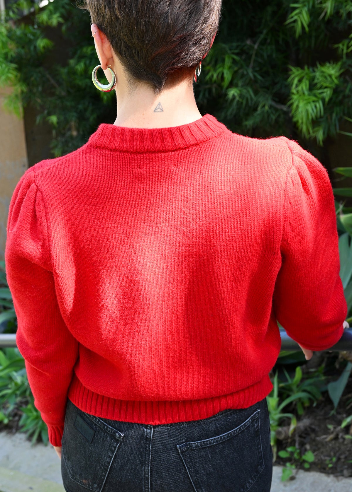 Graphic Puff Shoulder Pullover - Barbados Cherry