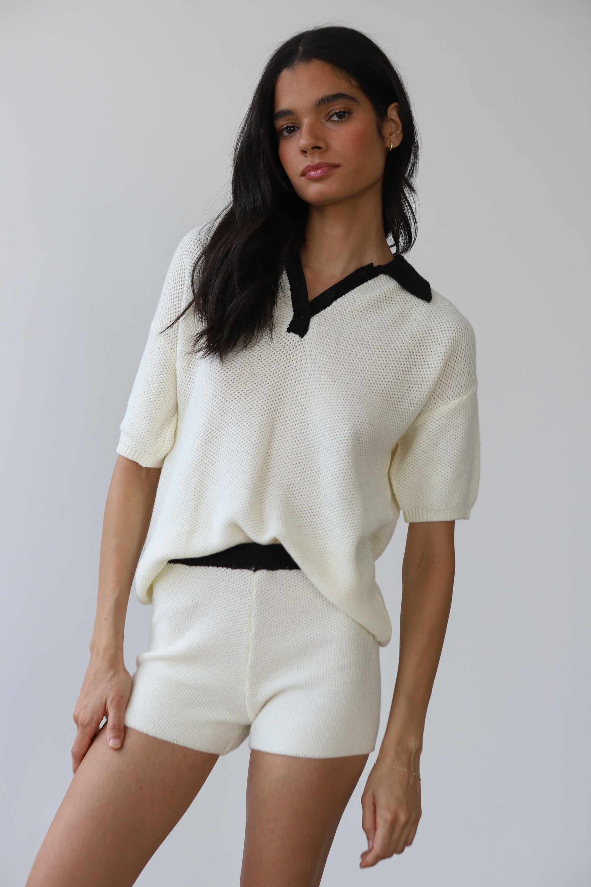Callahan Knitwear - Doris Oversized Polo - Creme -