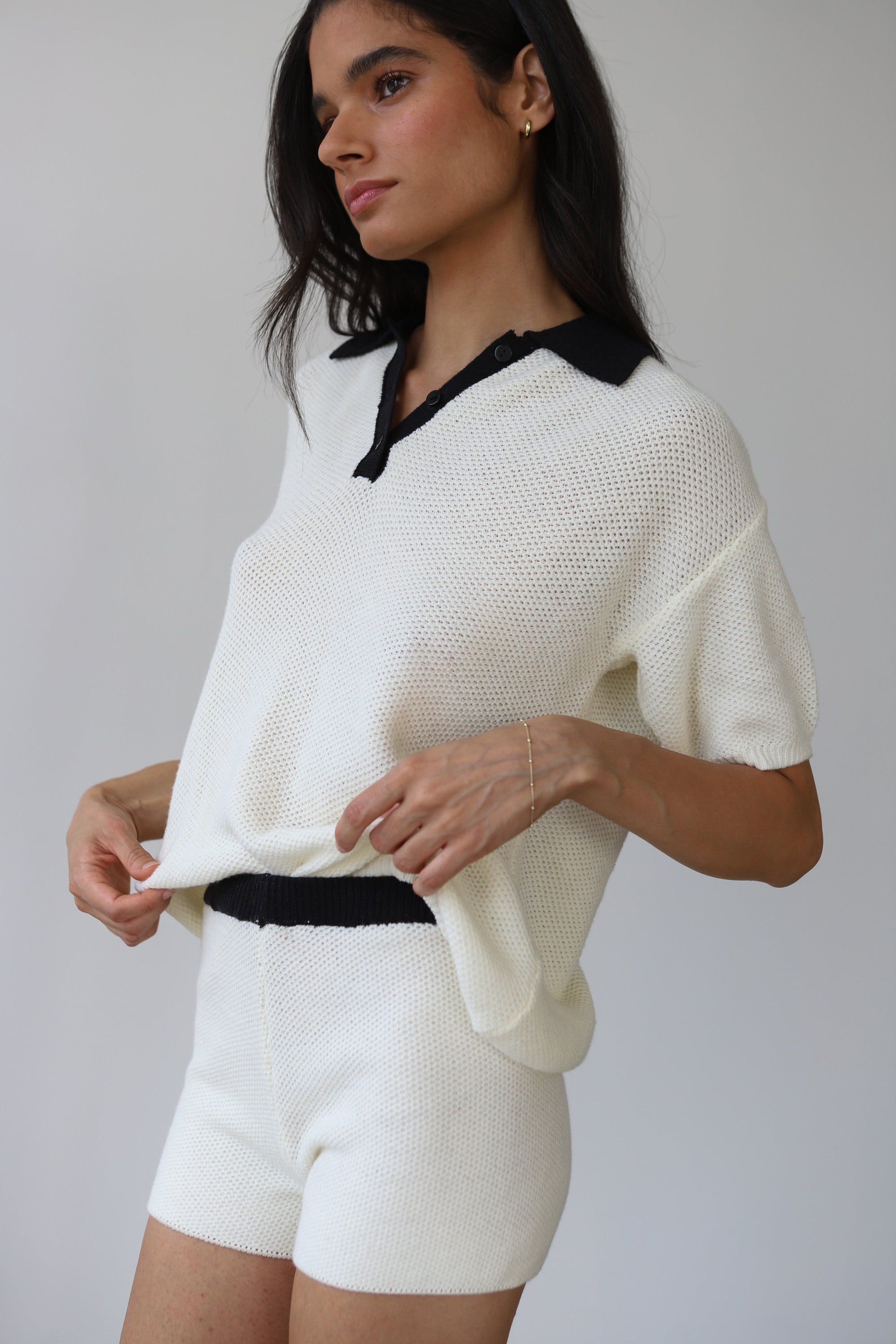 Callahan Knitwear - Doris Oversized Polo - Creme -