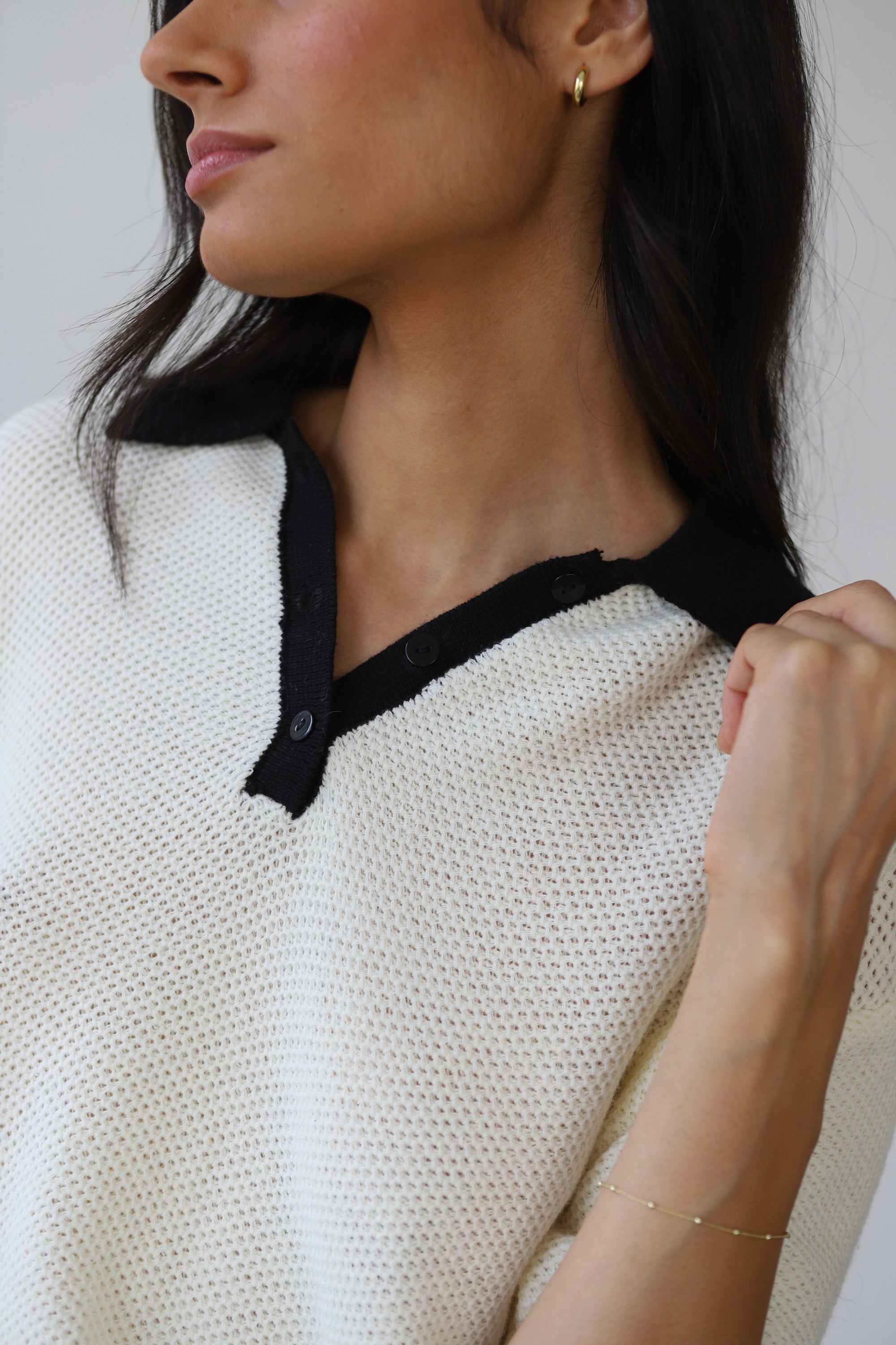 Callahan Knitwear - Doris Oversized Polo - Creme -