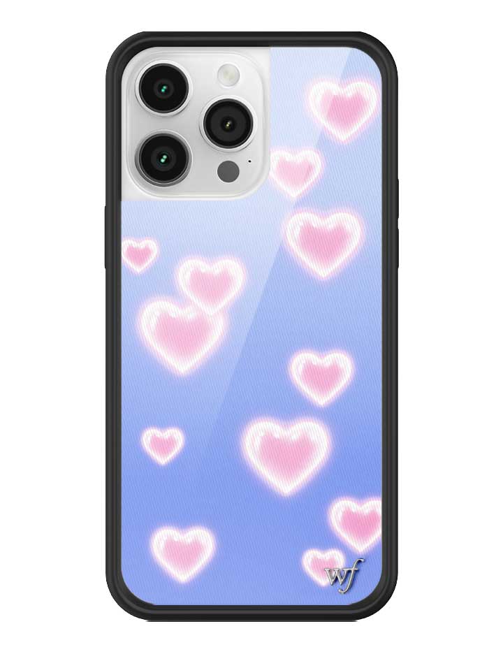 Wildflower iPhone case 14 Pro Max Dreamy Hearts Blue Pink Cute