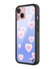 Wildflower iPhone case 15 Dreamy Hearts Blue Pink Cute