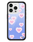 Wildflower iPhone case 15 Pro Dreamy Hearts Blue Pink Cute