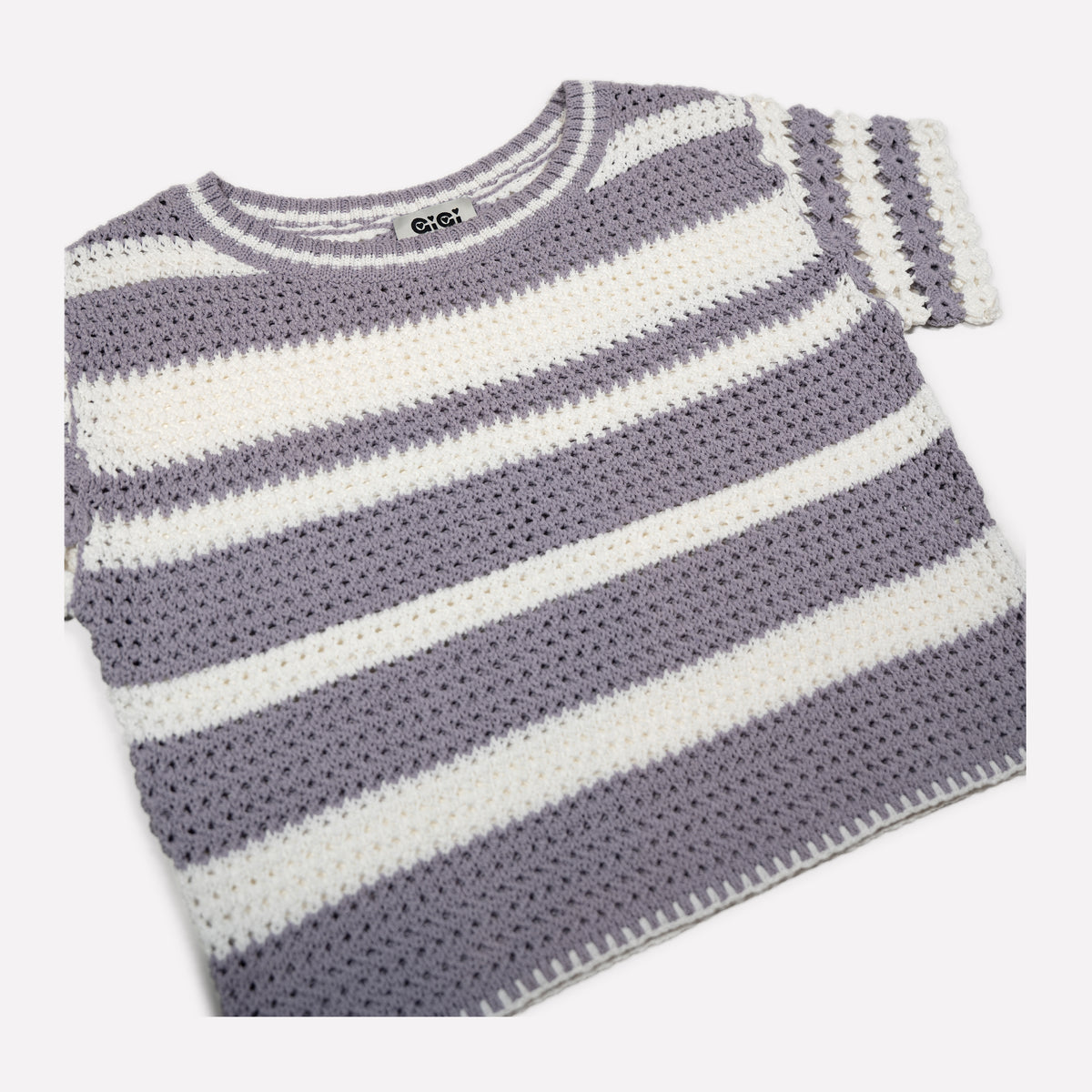 Gigi Knitwear - Flower T-shirt - Lavender/White -
