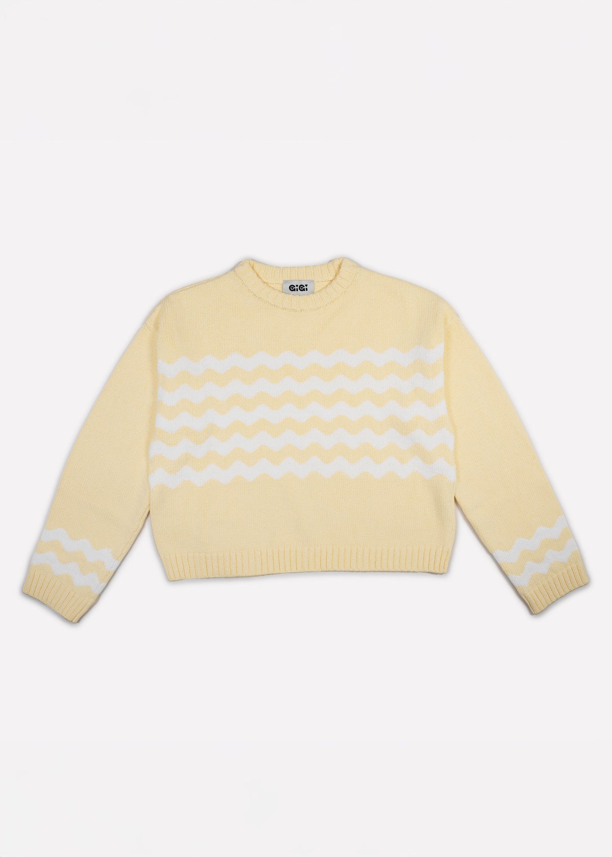 Gigi Knitwear - Wavy Stripe Sweater - Light Yellow & White -
