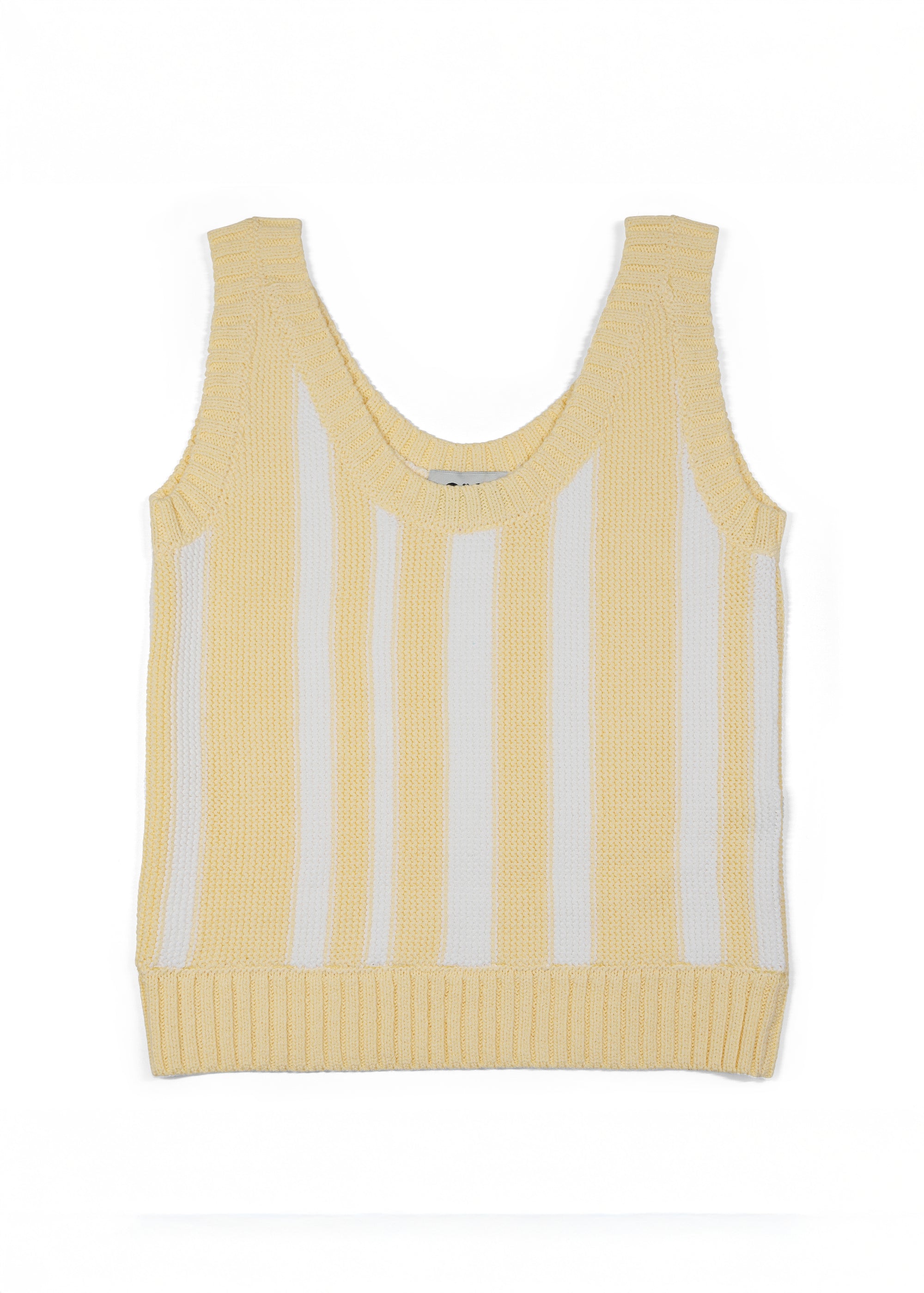 Vertical Stripe Tank Top - Light Yellow &amp; White
