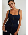 Loup - Billy Zip Front Wide Leg Jumpsuit - Dark Indigo -