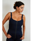 Loup - Billy Zip Front Wide Leg Jumpsuit - Dark Indigo -
