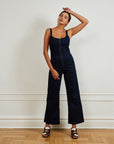 Loup - Billy Zip Front Wide Leg Jumpsuit - Dark Indigo -