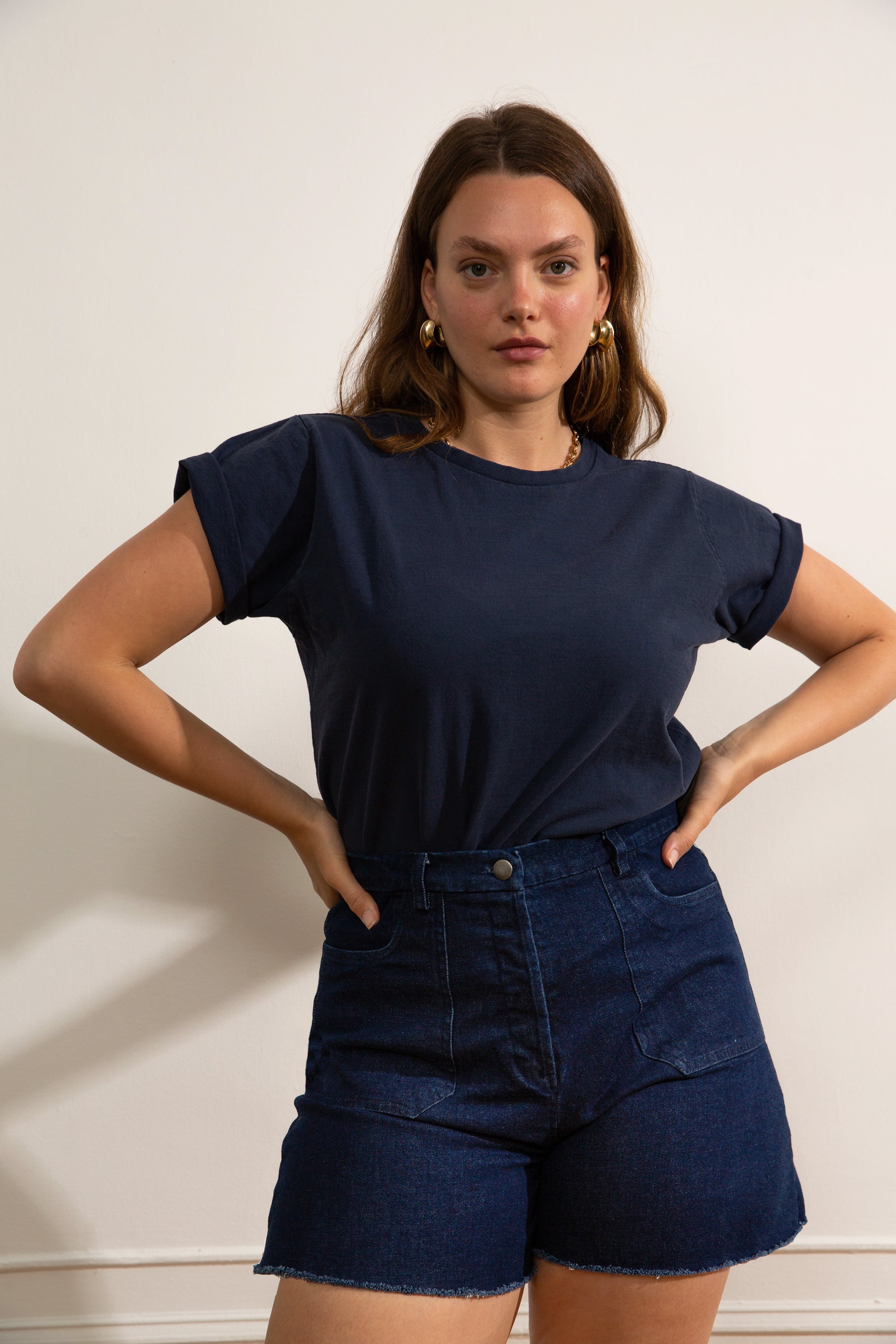 Loup - Simone High Waist Shorts - Dark Indigo -