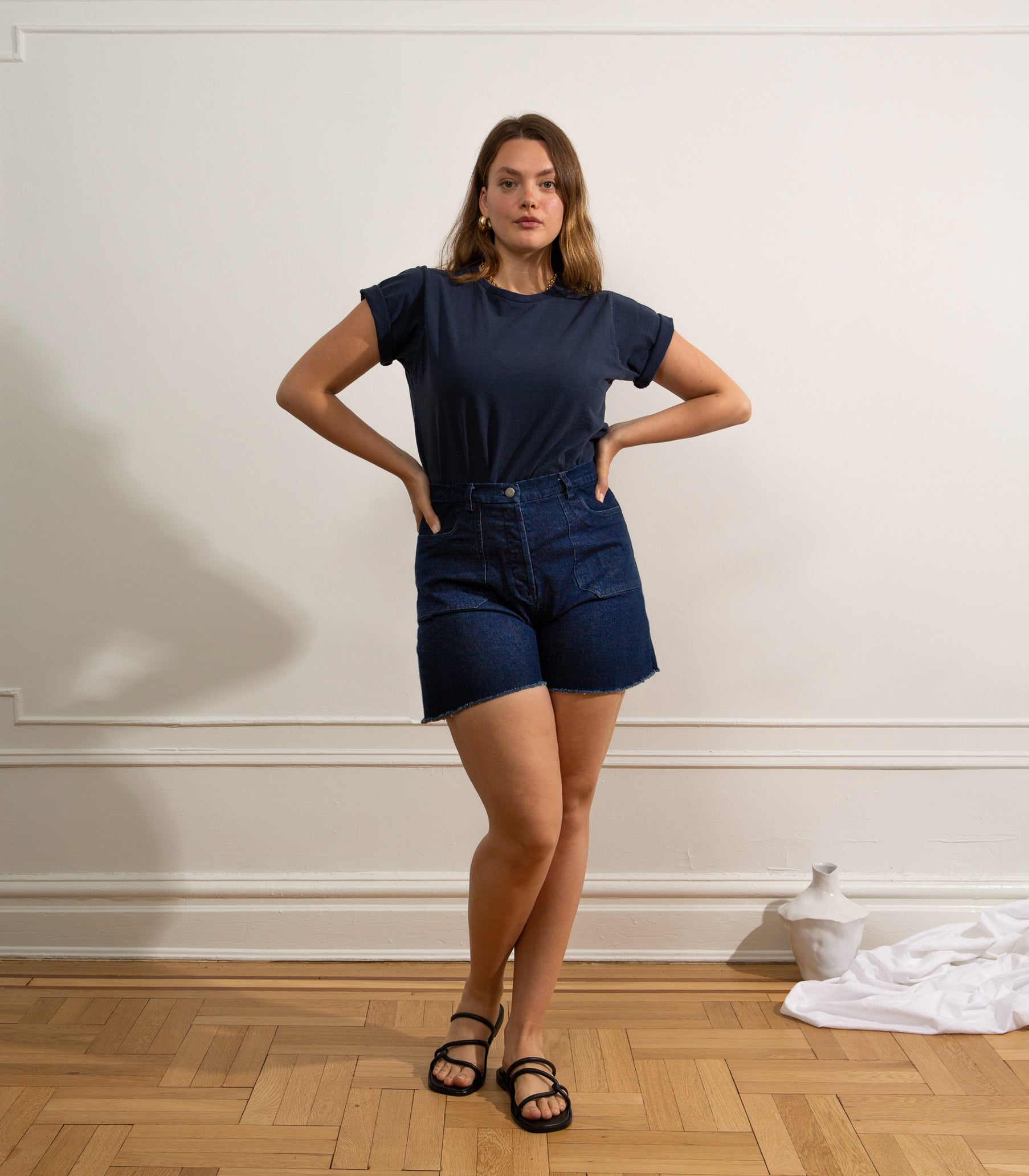 Loup - Simone High Waist Shorts - Dark Indigo -
