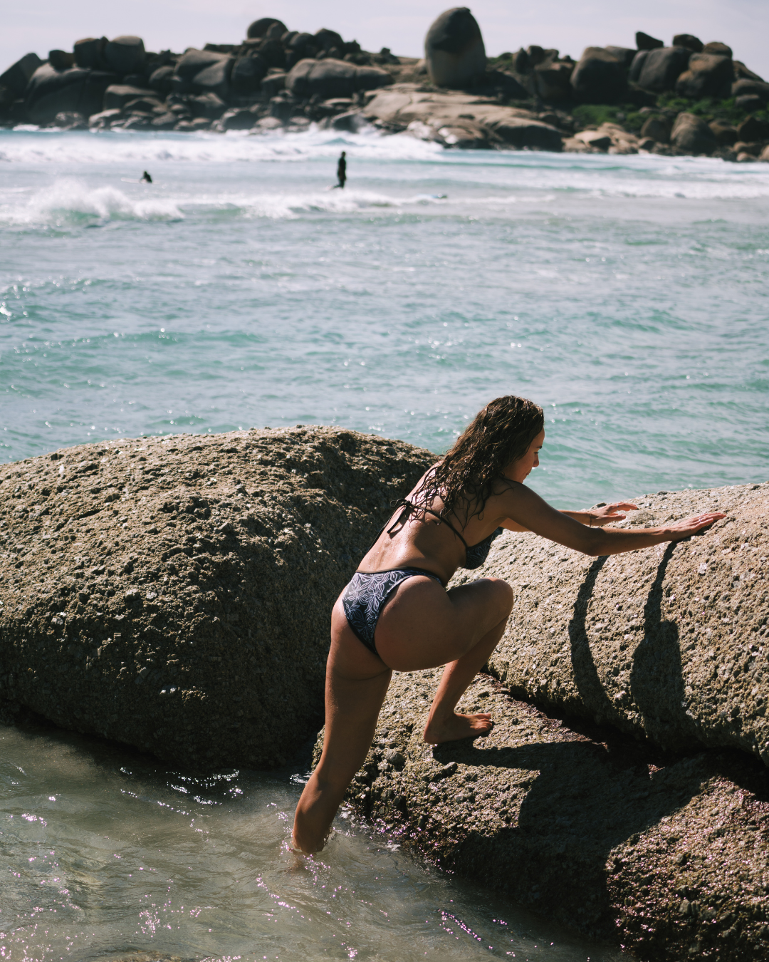 Noserider Surf Club - Medium Coverage Surf Bikini Bottom in Dark Tropics -