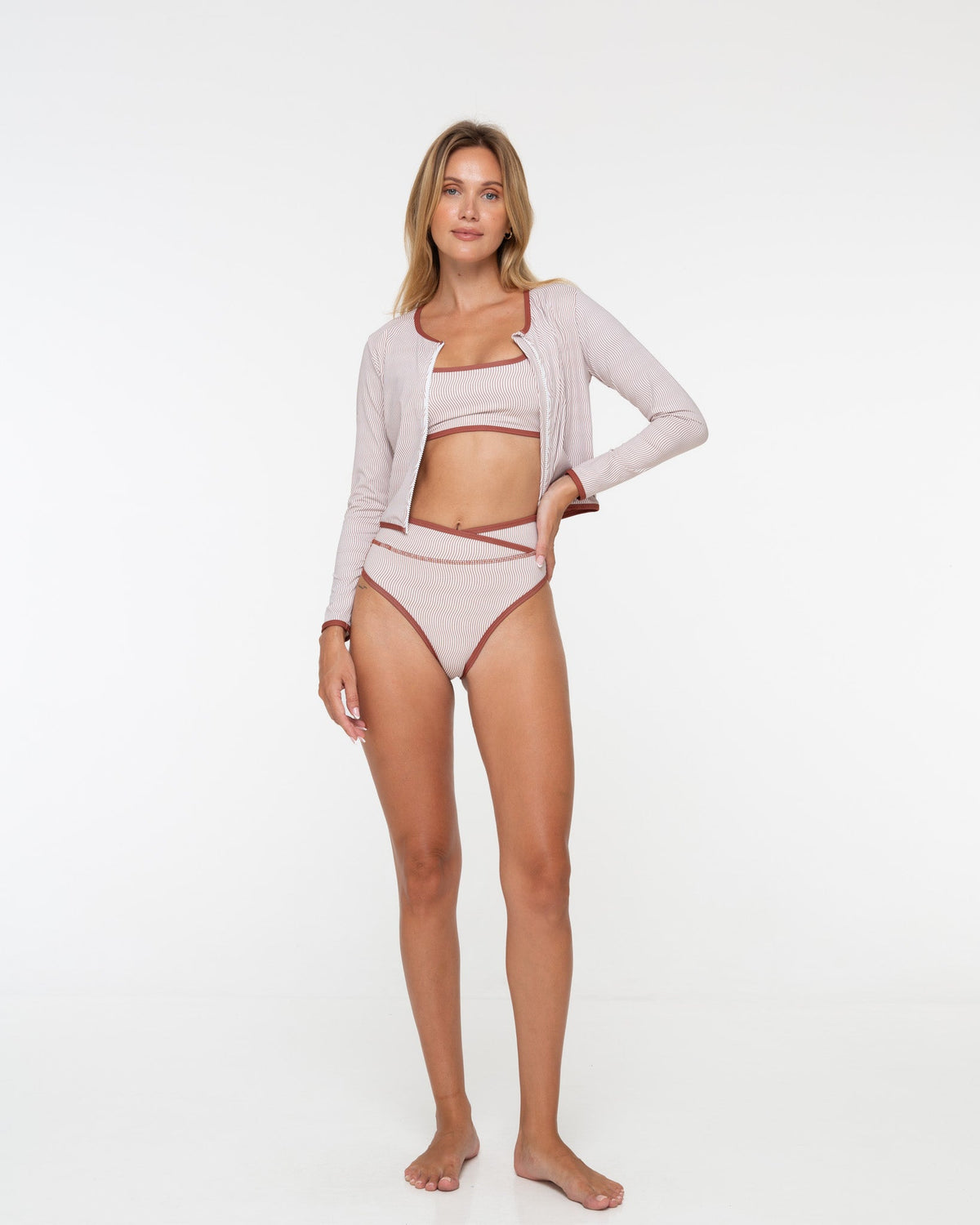 Noserider Surf Club - High Waisted Surf Bikini Bottom in Banda Lines -