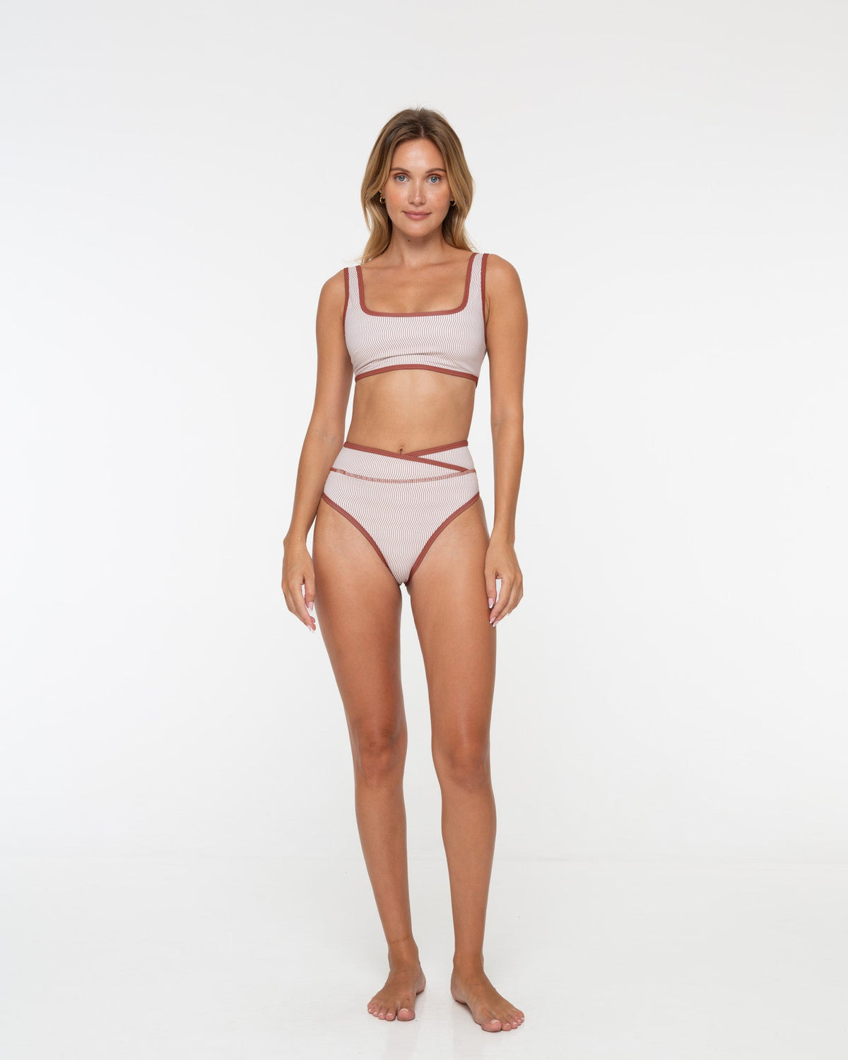 Noserider Surf Club - High Waisted Surf Bikini Bottom in Banda Lines -