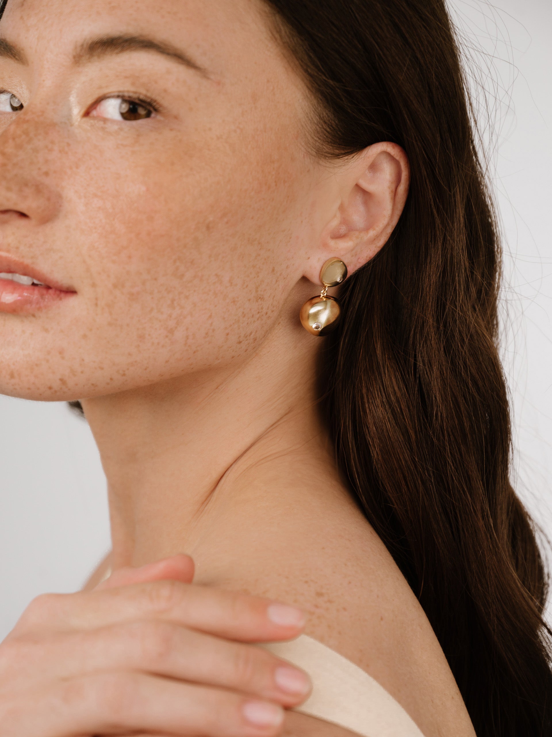 Ettika - Polished Double Pebble Drop Earrings - Gold -