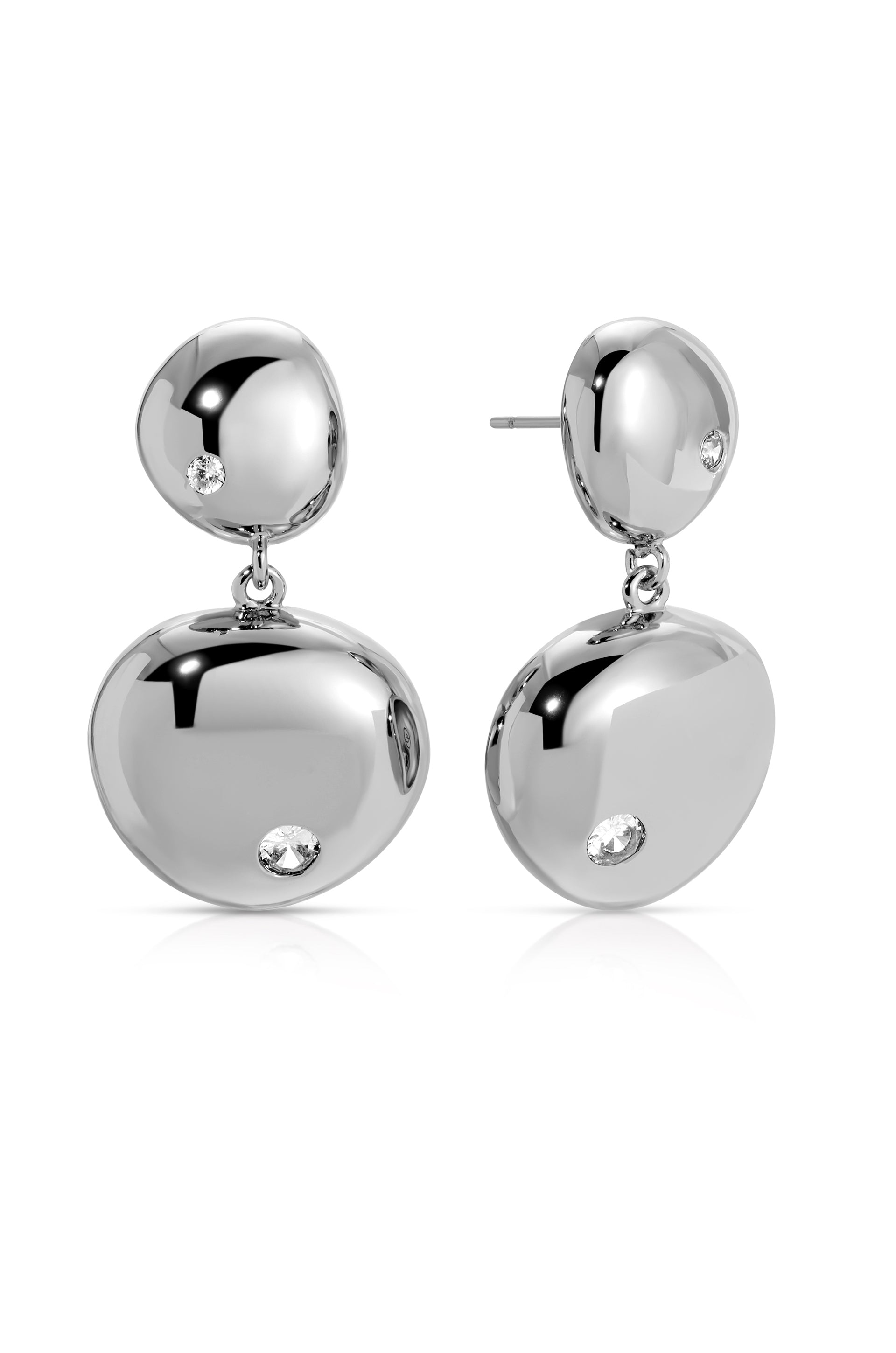 Ettika - Polished Double Pebble Drop Earrings - Silver -