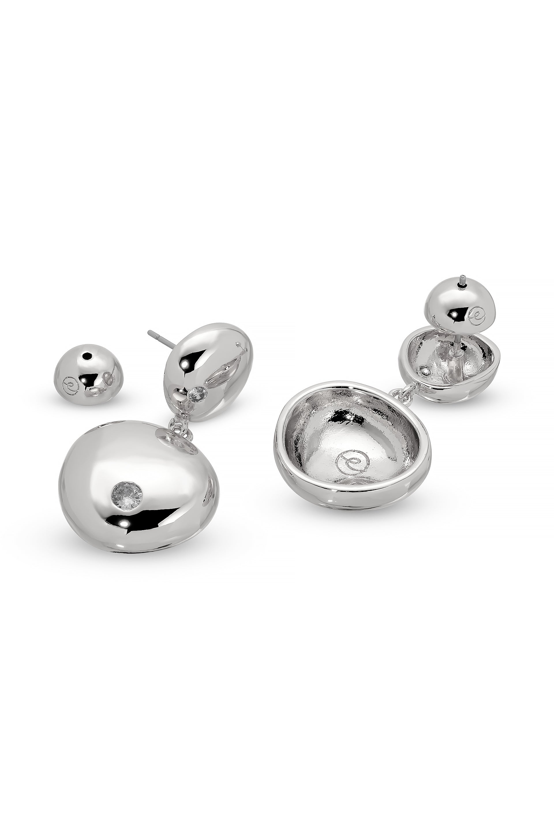 Ettika - Polished Double Pebble Drop Earrings - Silver -