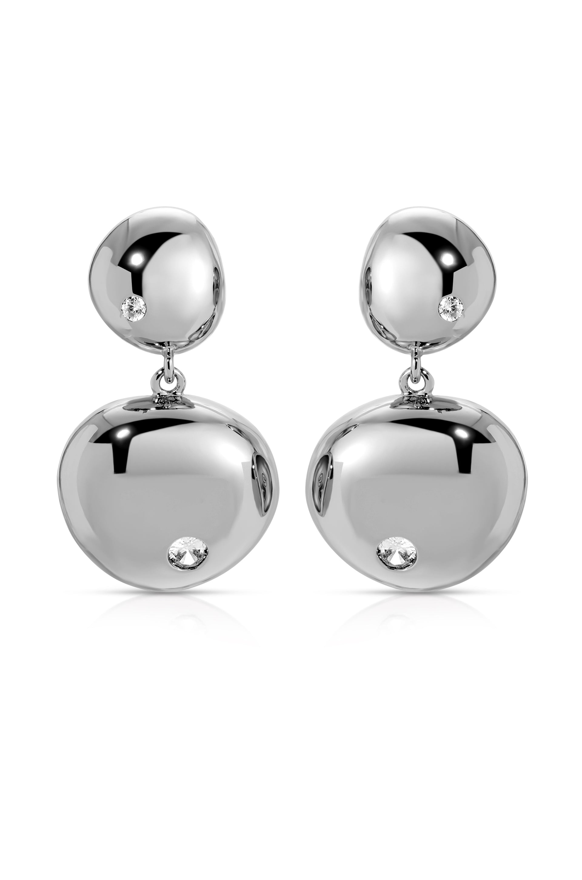 Ettika - Polished Double Pebble Drop Earrings - Silver -