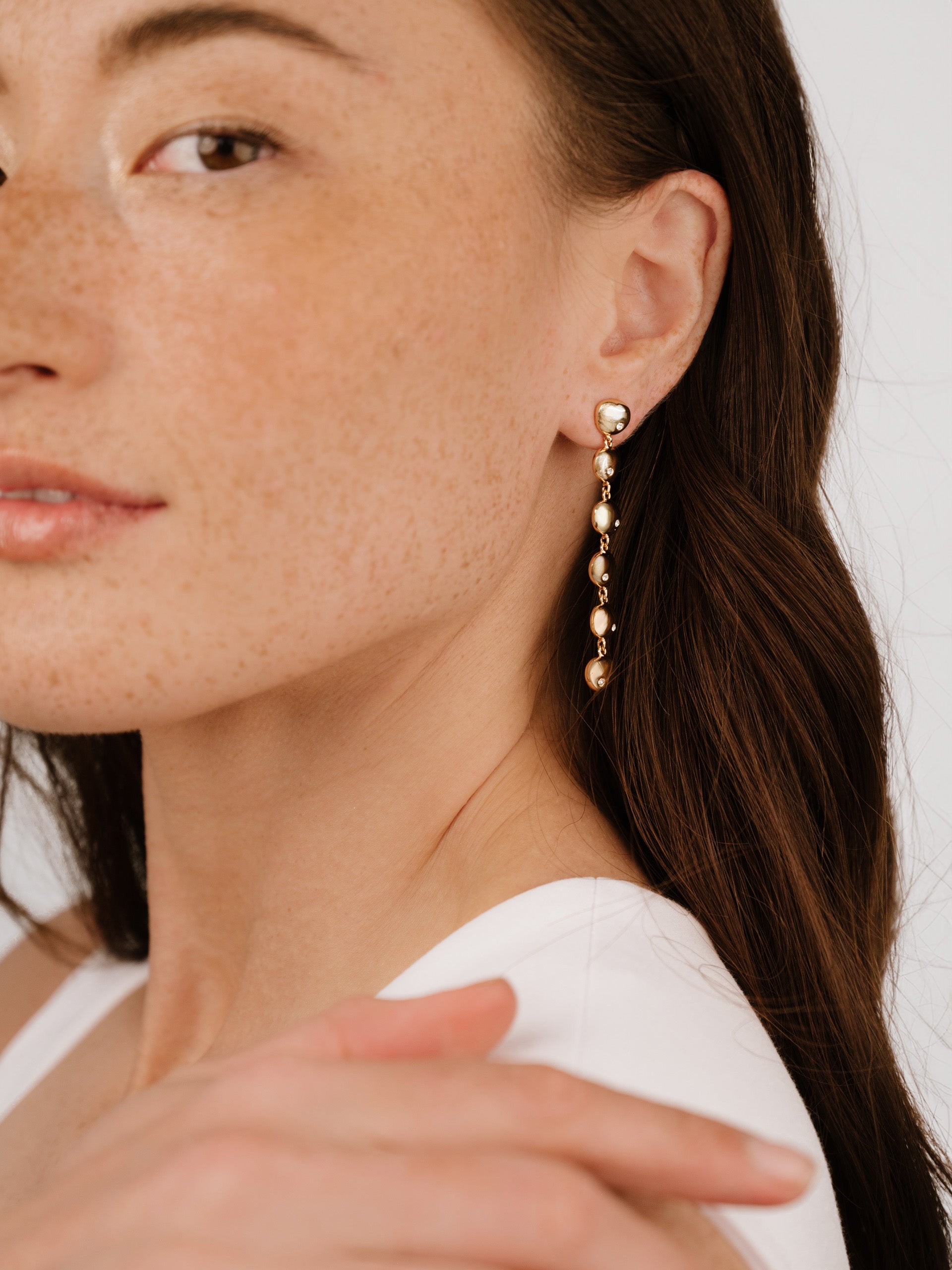 Ettika - Polished Pebble Linear Dangle Earrings - Gold -