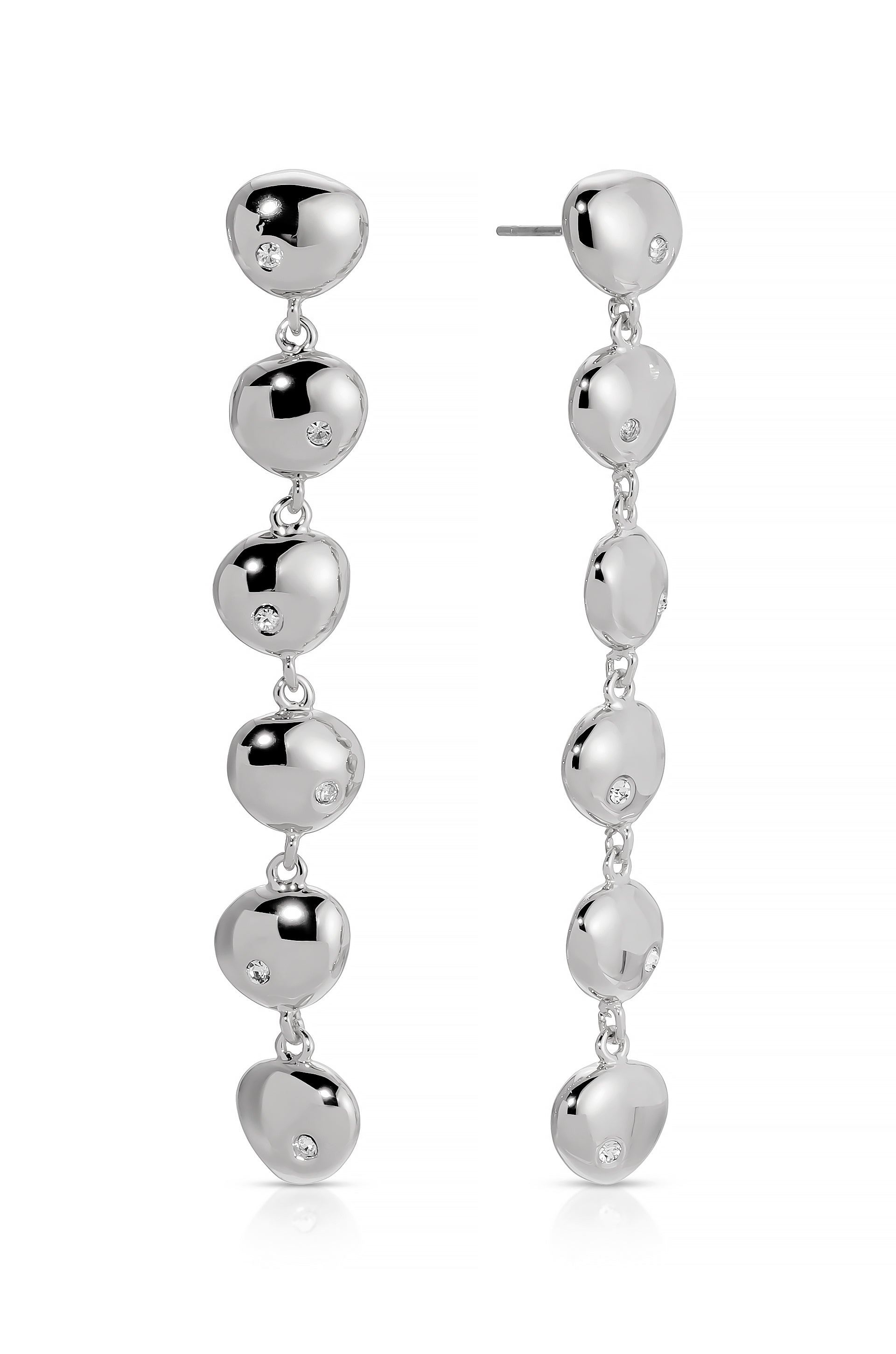 Ettika - Polished Pebble Linear Dangle Earrings - Silver -