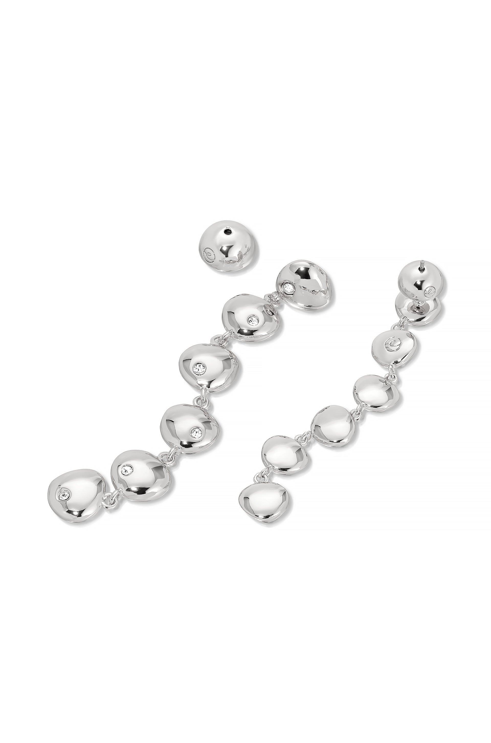 Ettika - Polished Pebble Linear Dangle Earrings - Silver -