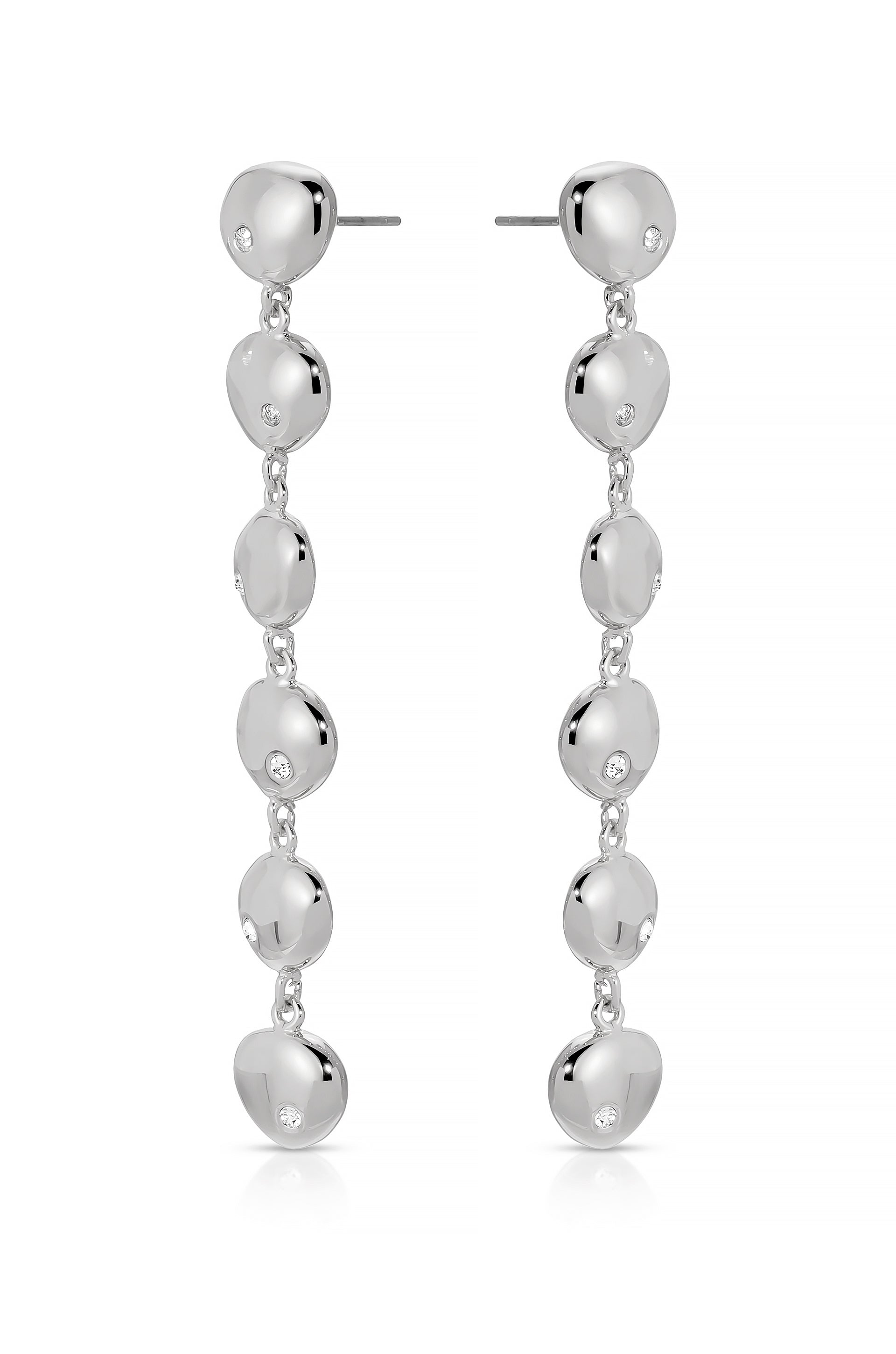 Ettika - Polished Pebble Linear Dangle Earrings - Silver -