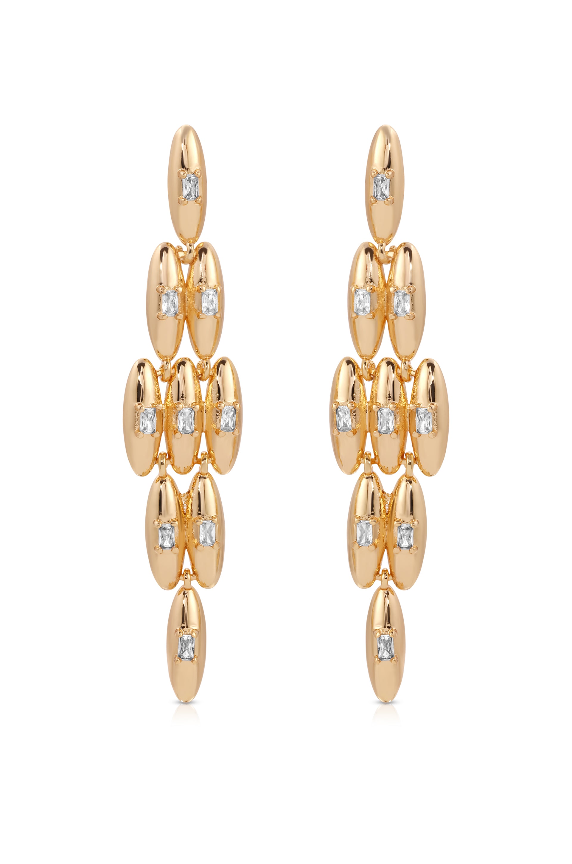 Ettika - Oval Dome Baguette Dangle Earrings -