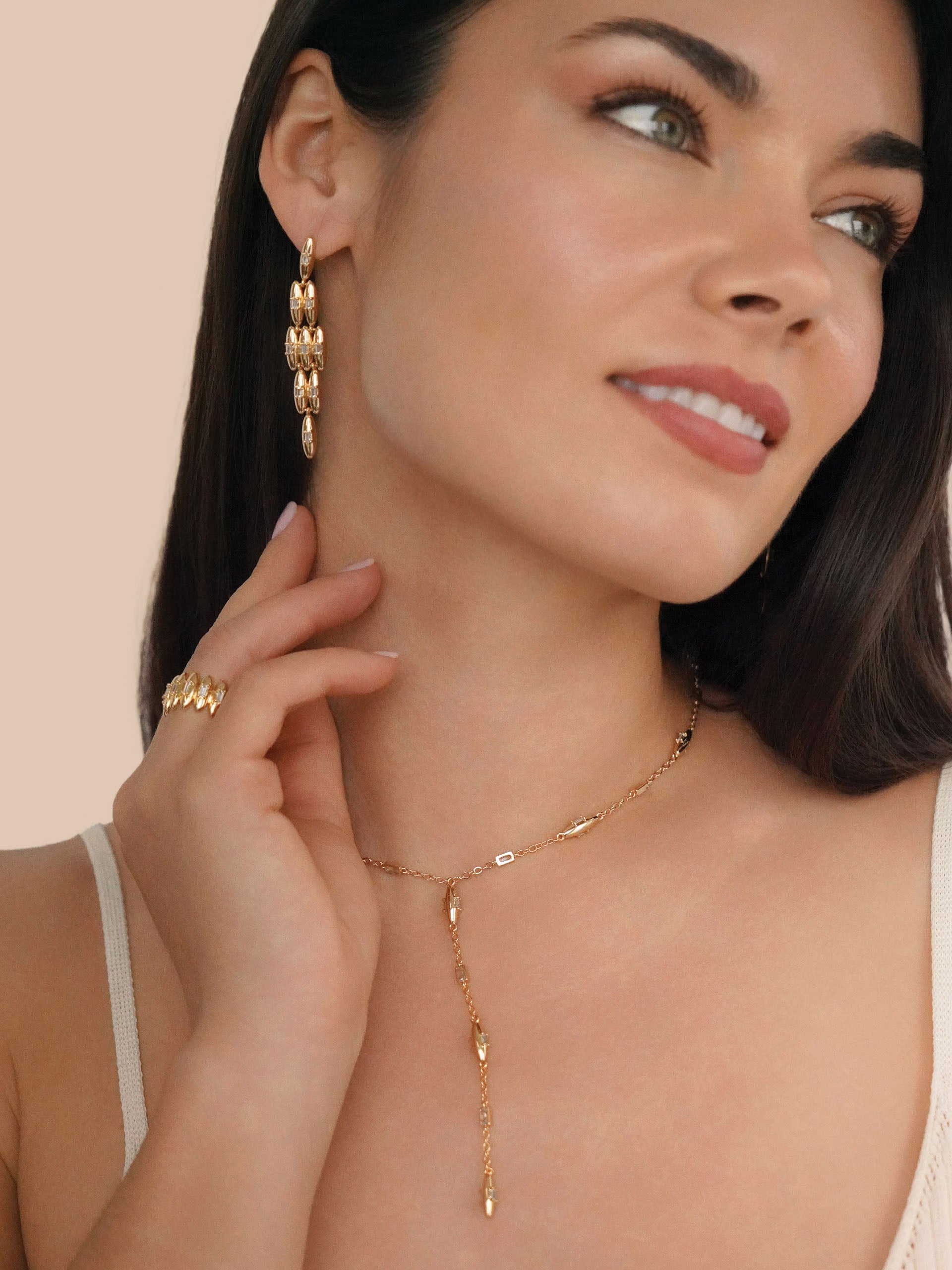 Ettika - Oval Dome Baguette Dangle Earrings -