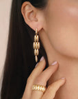 Ettika - Oval Dome Baguette Dangle Earrings -