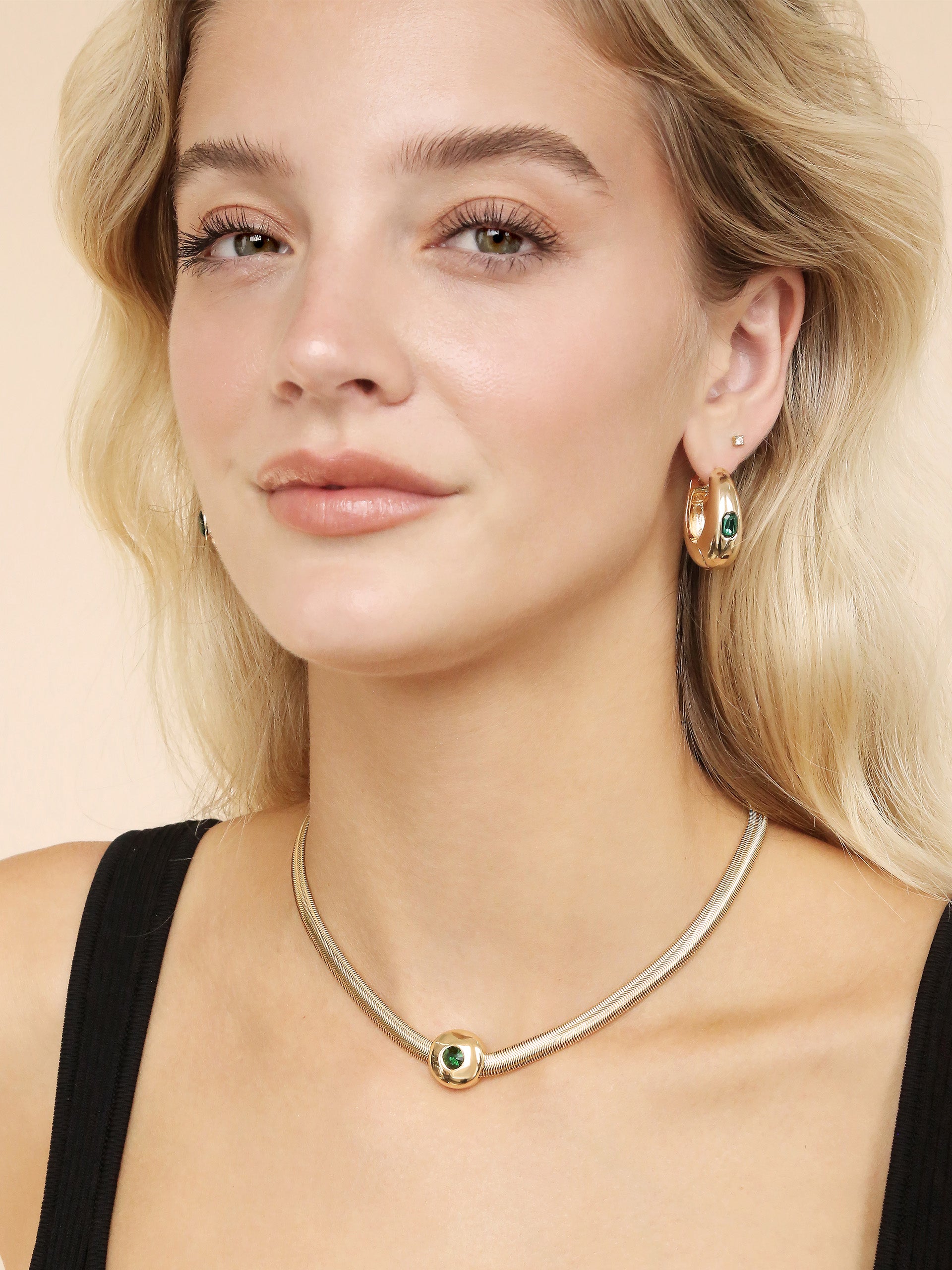 Ettika - Emerald Deco Hoops -