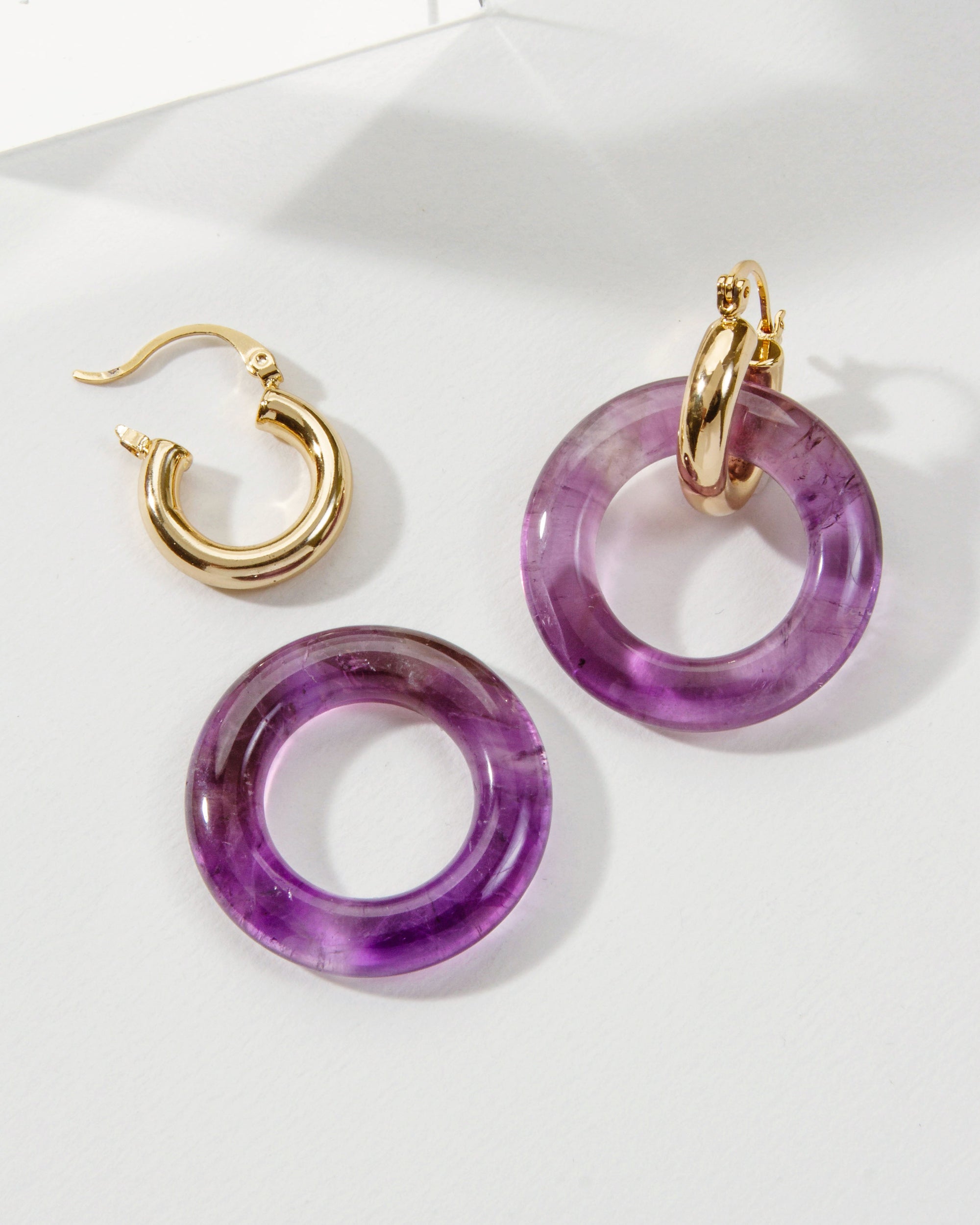 Luna Norte - Simply Charmed Round Hoop Earring - Amethyst