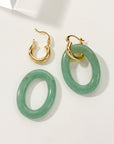 Luna Norte - Simply Charmed Oval Hoop Earring - Green Aventurine