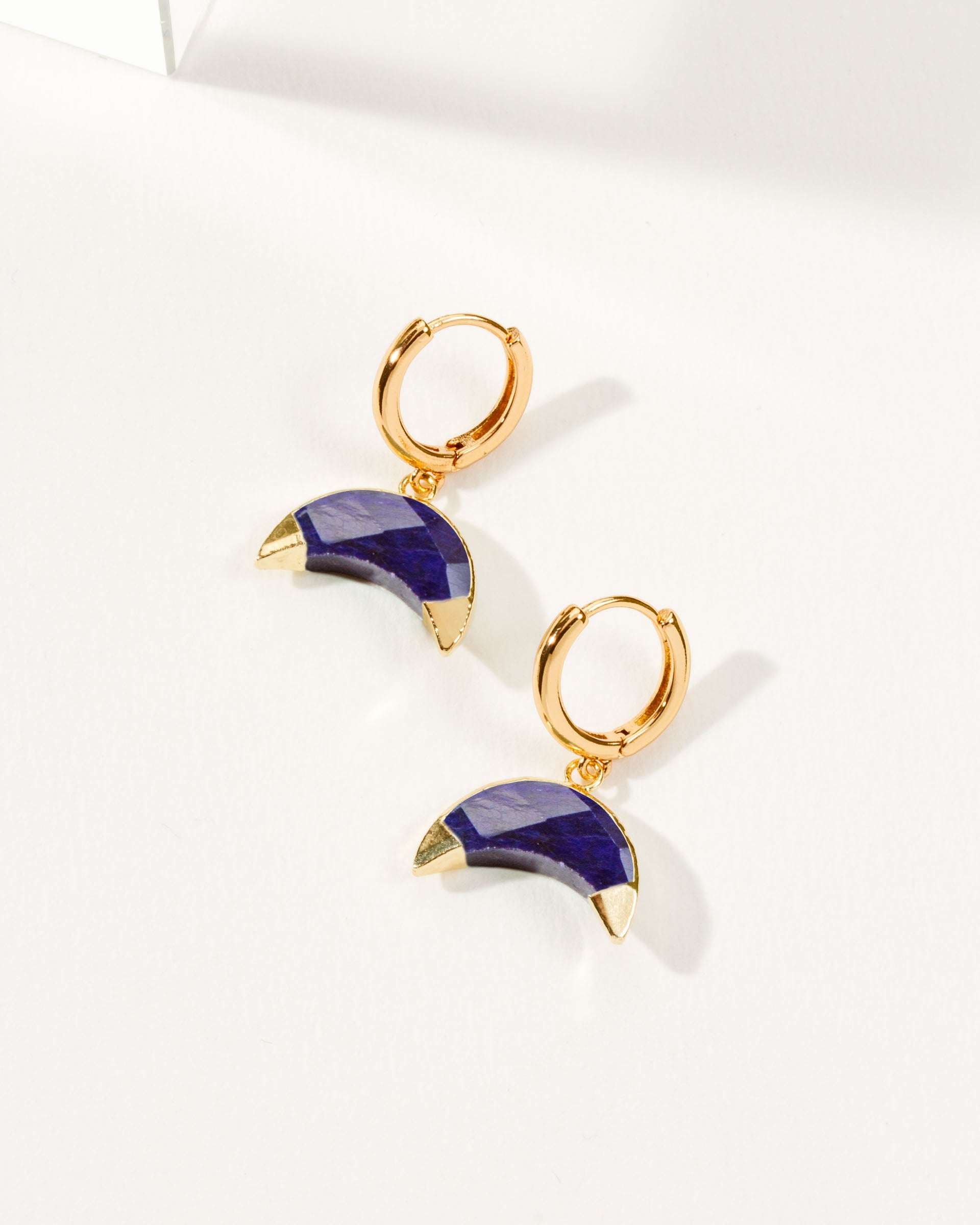 Luna Norte - Crescent Horn Huggie Hoop Earring - Sapphire