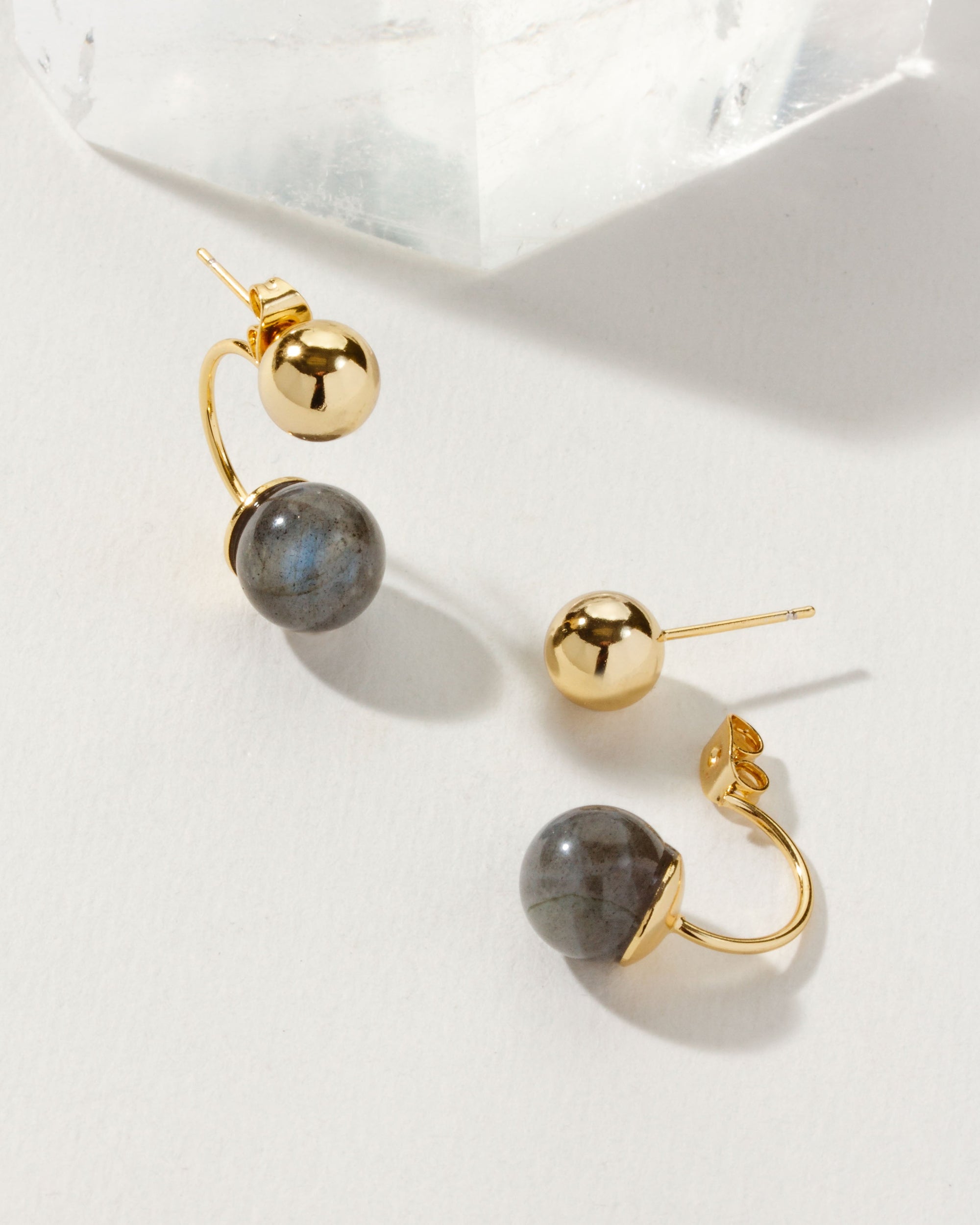 Luna Norte - Green Light Front Back Post Labradorite Earring -