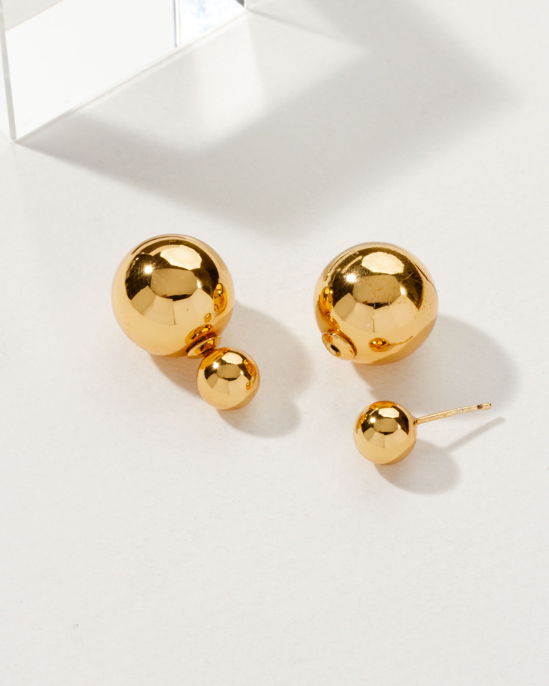 Luna Norte - Orb Front Back Earring Gold - Default Title