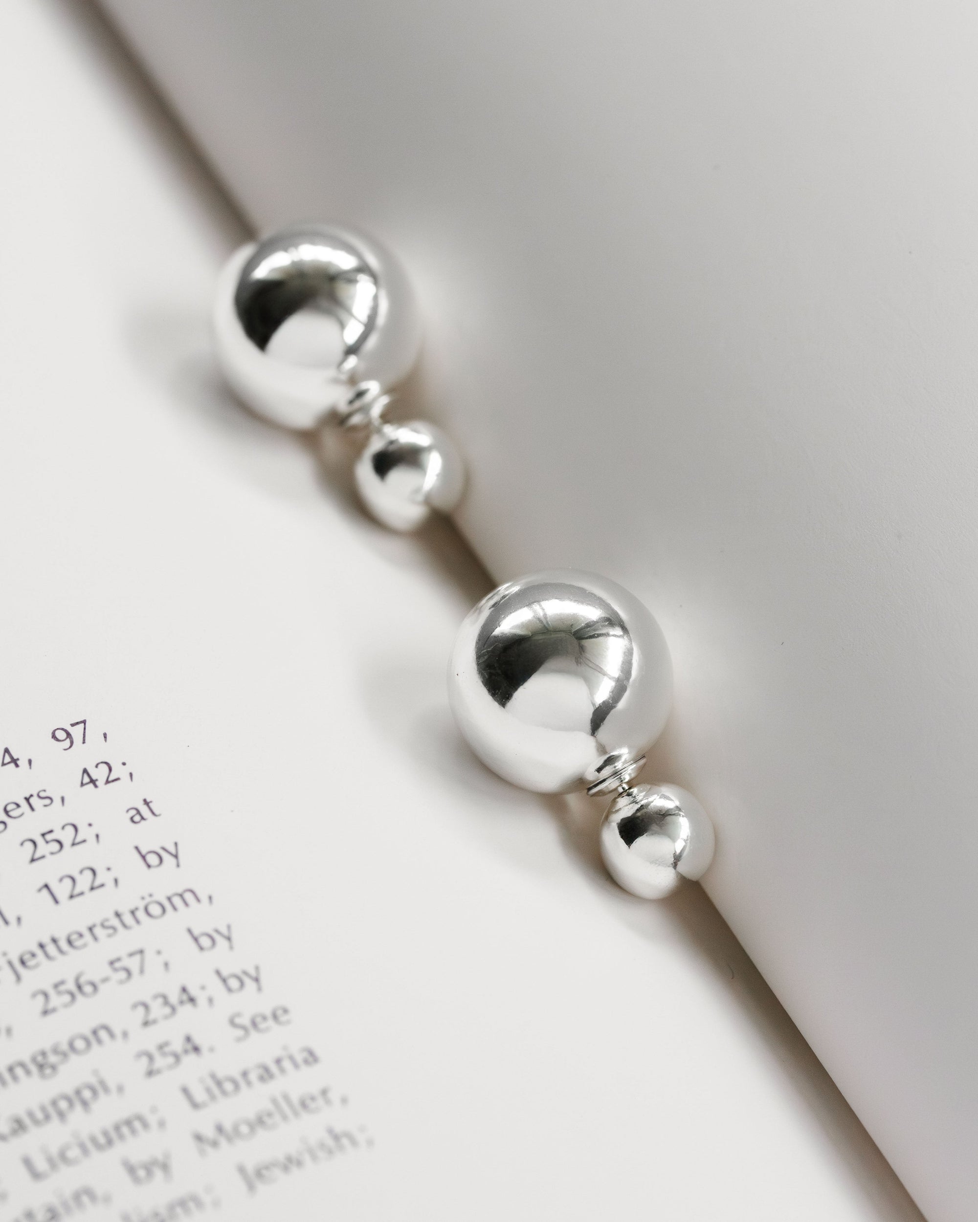 Luna Norte - Orb Front Back Earring Silver -